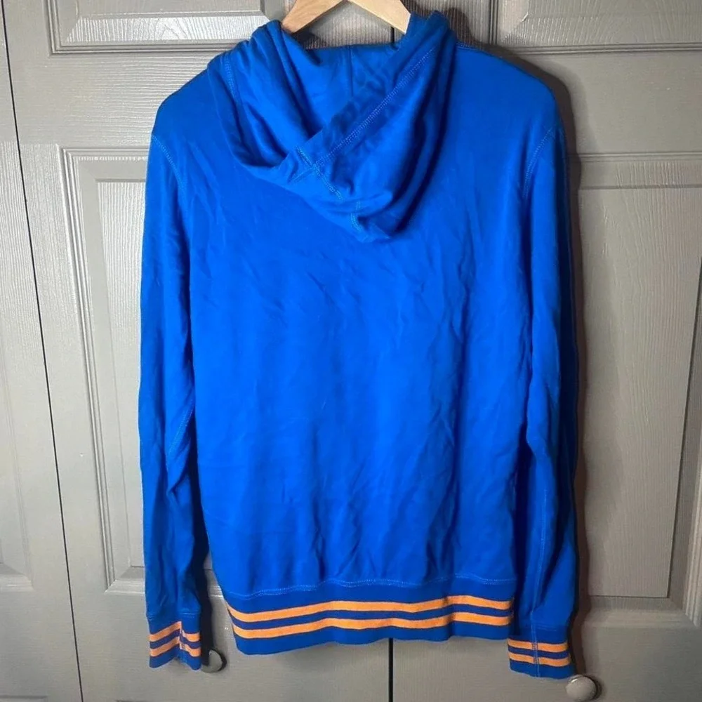 True Religion Mens Blue Zip Up Hoodie Size M Athletic Dept Skull Graphic Y2K